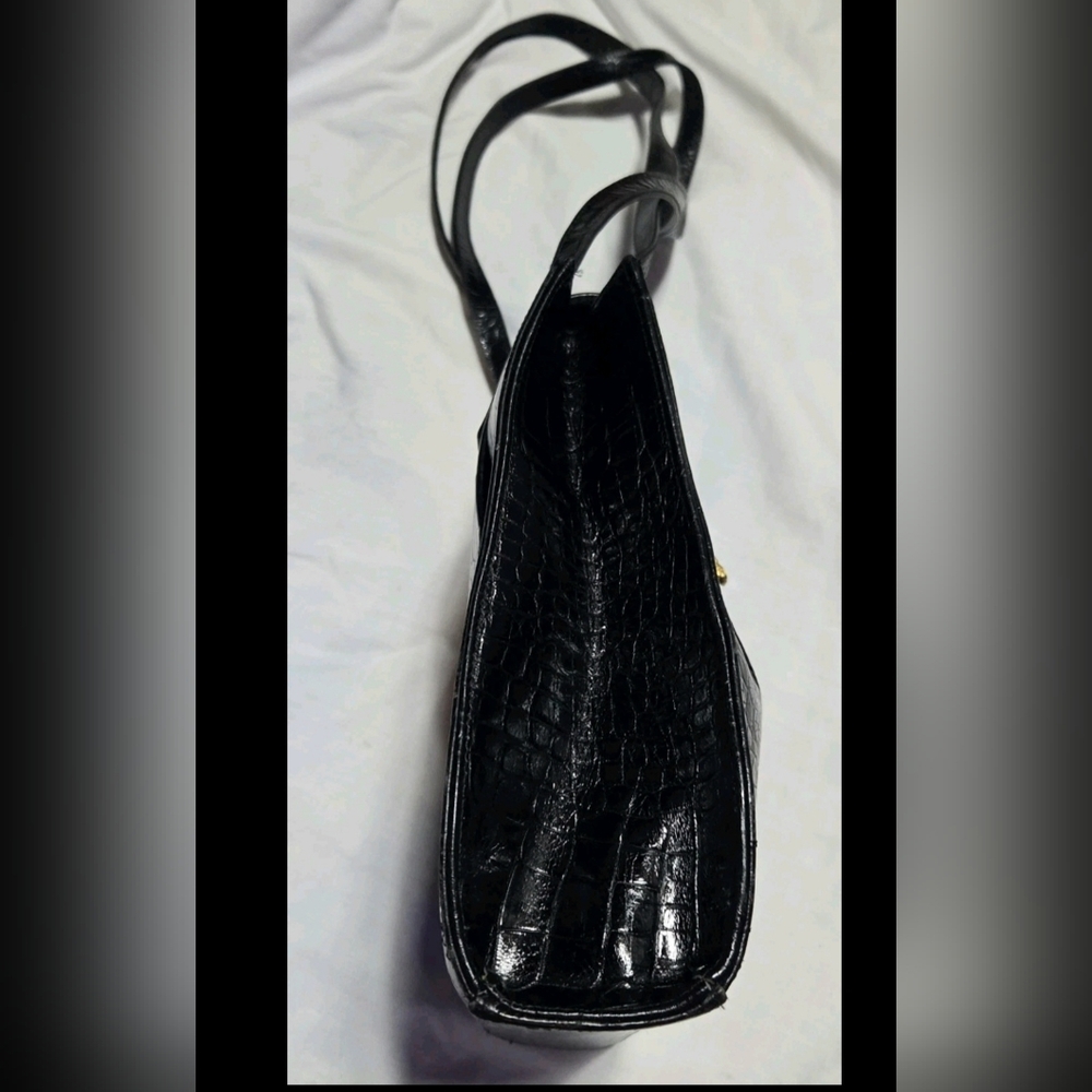 VALERIE ANN VINTAGE RARE Black Gold embossed CROCODILE BAG - Picture 9 of 12